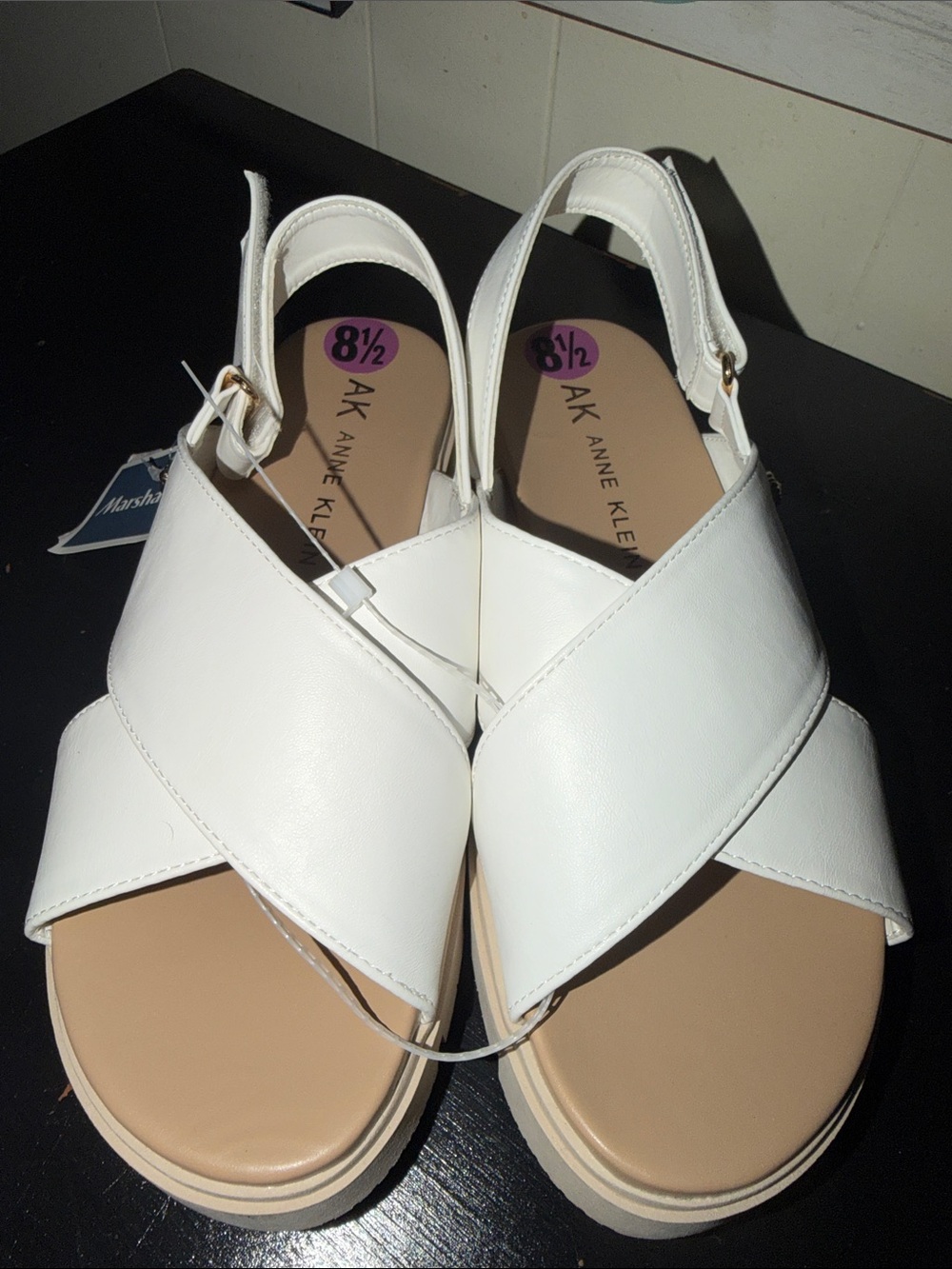 Anne Klein White Crisscross Slingback Sandals